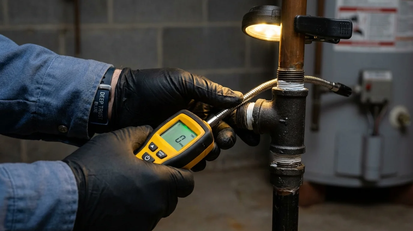 Gas leak detection with electronic sniffer by Johns Plumbing LLC in Coffeyville