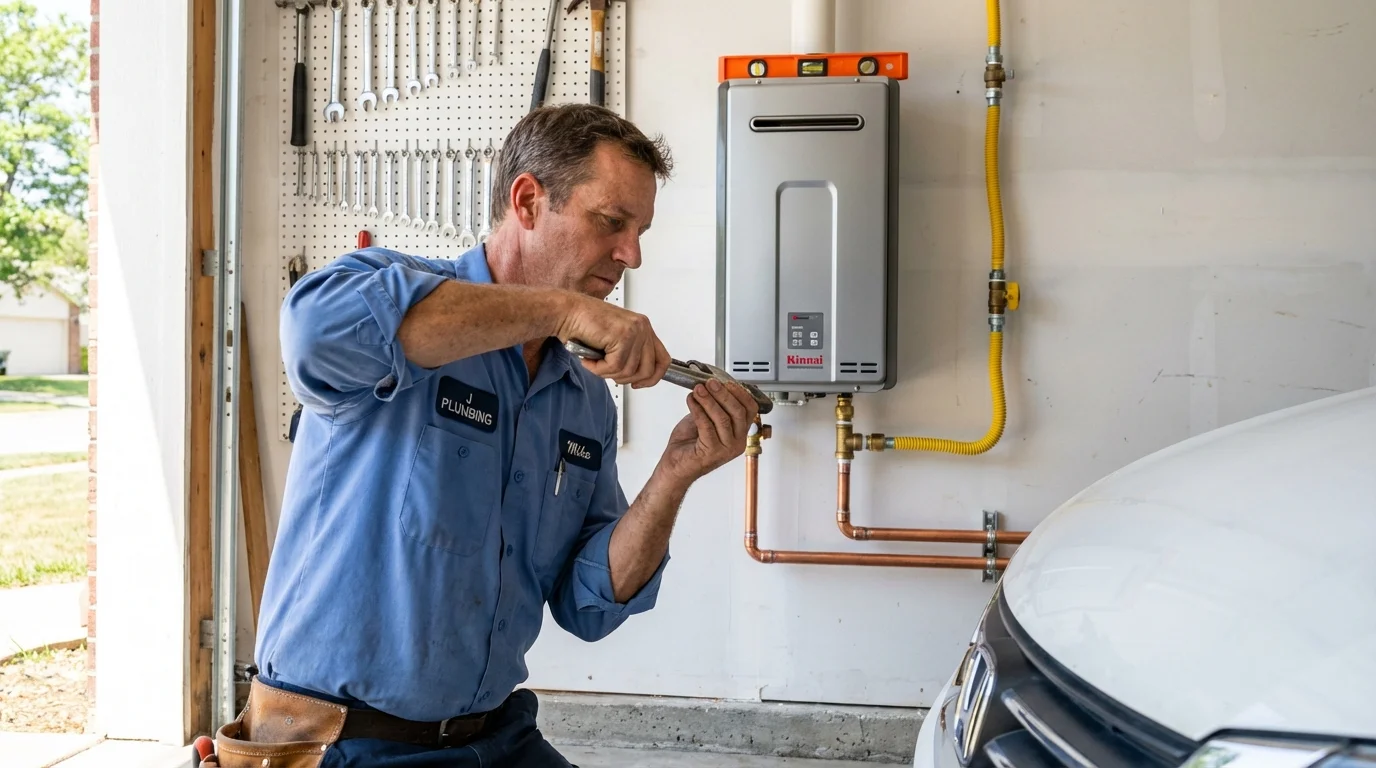 Tankless water heater installation by a Johns Plumbing LLC plumber in Coffeyville